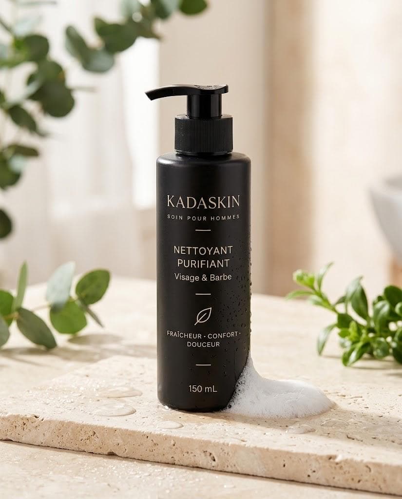 Flacon pompe noir du nettoyant purifiant KADASKIN, 150 mL.